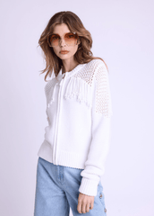 Berenice Glenda Fringe Cardigan in White