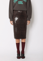 Berenice Jamyla Sequin Skirt in Dark Leopard