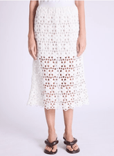Berenice Jayne Crochet Midi Skirt in White