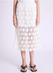 Berenice Jayne Crochet Midi Skirt in White