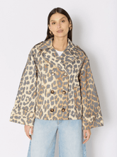 Berenice Trench Muriel Short Trench Coat in Leopard Print