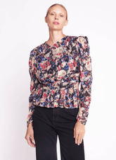 Berenice Twenties Long Sleeve Top in Gold Print