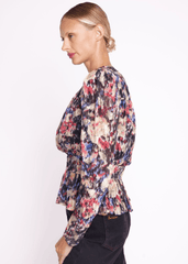 Berenice Twenties Long Sleeve Top in Gold Print