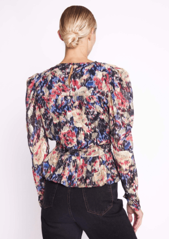 Berenice Twenties Long Sleeve Top in Gold Print