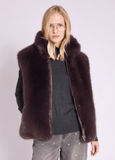 Berenice Vitalo Sleeveless Jacket in Dark Brown