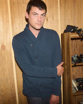 Billy Reid John Shawl Cardigan in Carbon Blue