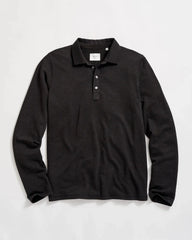 Billy Reid Long Sleeve Herringbone Polo in Black