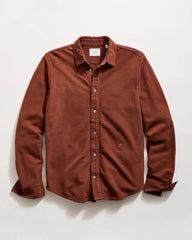 Billy Reid Long Sleeve Knit Yellowhammer Shirt in Cinnamon