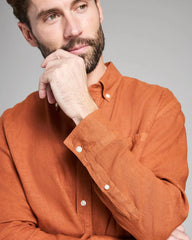 Billy Reid Tuscumbia Line Shirt Button Down in Umber