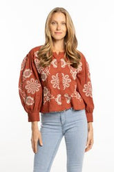 Bindu Egla Blouse in Terracotta