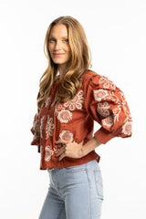 Bindu Egla Blouse in Terracotta