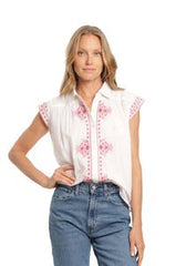 Bindu Esmeralda Blouse in White Blush