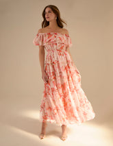 Luxe Off The Shoulder Frill Maxi Dress
