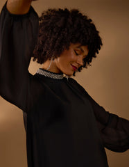 Embellished Collar Tunic Top