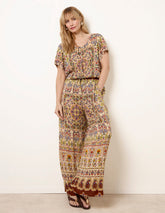 Printed Shirred Waist Trousers