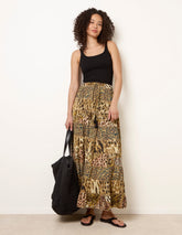 Animal Print Tiered Maxi Skirt