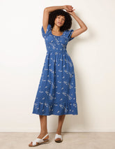 Embroidery Milkmaid Midi Dress