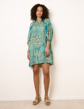 Diamante Tunic Dress With Puff Sleeve