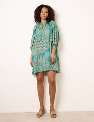 Diamante Tunic Dress With Puff Sleeve