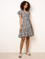 V Neck Godet Dress