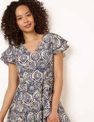 V Neck Godet Dress