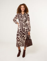 Abstract Polka Dot Dress And Metallic Striped Button Collar Dress