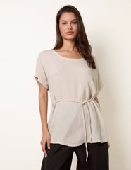 Belted Wide Sleeve Top