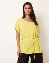 Belted Wide Sleeve Top
