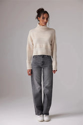 C-Rush Plushy Stitch Roll Neck Sweater in Cotton
