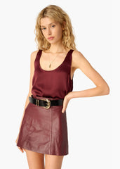 Cami NYC Cillian Genuine Leather Mini Skirt in Syrah