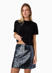 Cami NYC Fayruz Mid Rise Sequin Skirt in Coal