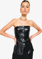 Cami NYC Iman Vegan Leather Top in Black