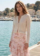 Cami NYC Lilibeth Pointelle Cardigan in Macadamia