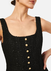 Cami NYC Rosita Sequin Tweed Top in Black