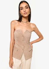 Cami NYC Zamora Strapless Suede Corset in Incense