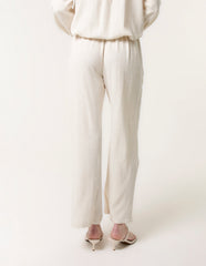 Linen Flower Embroidery Trousers