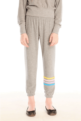 Chaer Kids Contrast Strappings Pant in Heather Grey