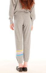 Chaer Kids Contrast Strappings Pant in Heather Grey