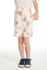 Chaser Allover Doodle Bolt Shorts in Tie Dye