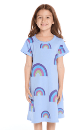 Chaser Allover Rainbows Short Sleeve Shirt Dress
