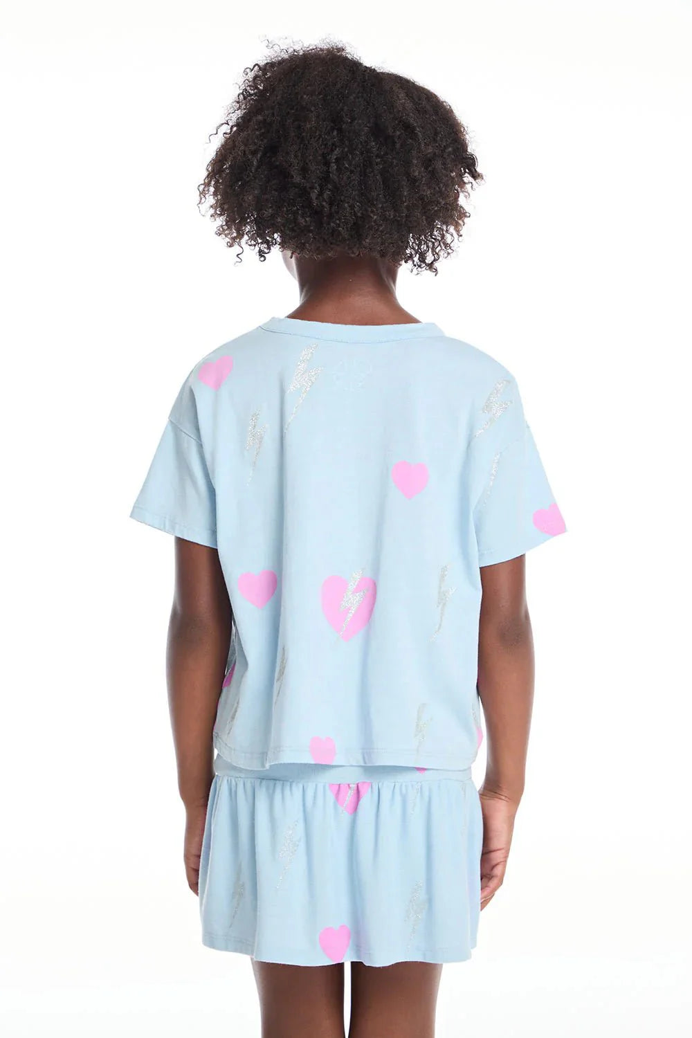 Chaser Bolt Hearts Girls Tee in Clear Sky