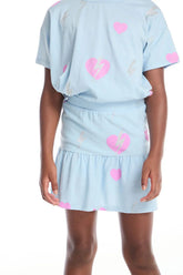Chaser Bolt Hearts Skirt in Clear Sky