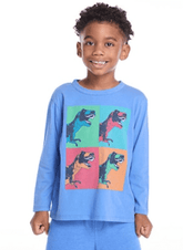 Chaser Boys Longsleeve T-Rex Tee in Blue Dream