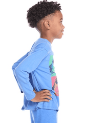 Chaser Boys Longsleeve T-Rex Tee in Blue Dream