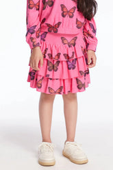 Chaser Colorful Butterflies Girls Skort in Flamingo