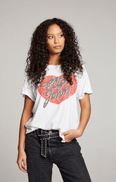 Chaser Elton John Script Logo Heart Tee in White