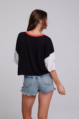 Chaser Janis Joplin Classic Motorcycle Tee in Americana Color Block