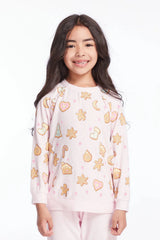 Chaser Kids Christmas Cookies Pullover in Pinky