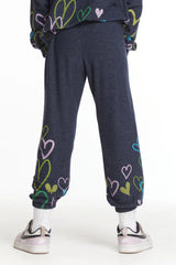 Chaser Kids Colorful Hearts Cozy Sweatpants in Avalon