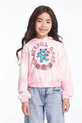 Chaser Kids Grateful Dead Bears & Roses Sweatshirt in Pink Cosmos Tie Dye